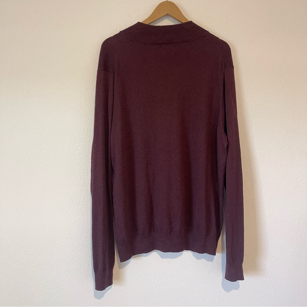 NWT 14th & Union Quarter Zip Sweater Mens XL Cotton Cashmere Burgundy 1/4 Zip - Picture 10 of 10